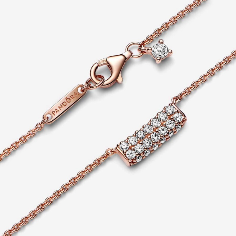 Collier avec Pendentif Pandora Timeless Pavé Double-Row Bar Collier | OYB-12621257