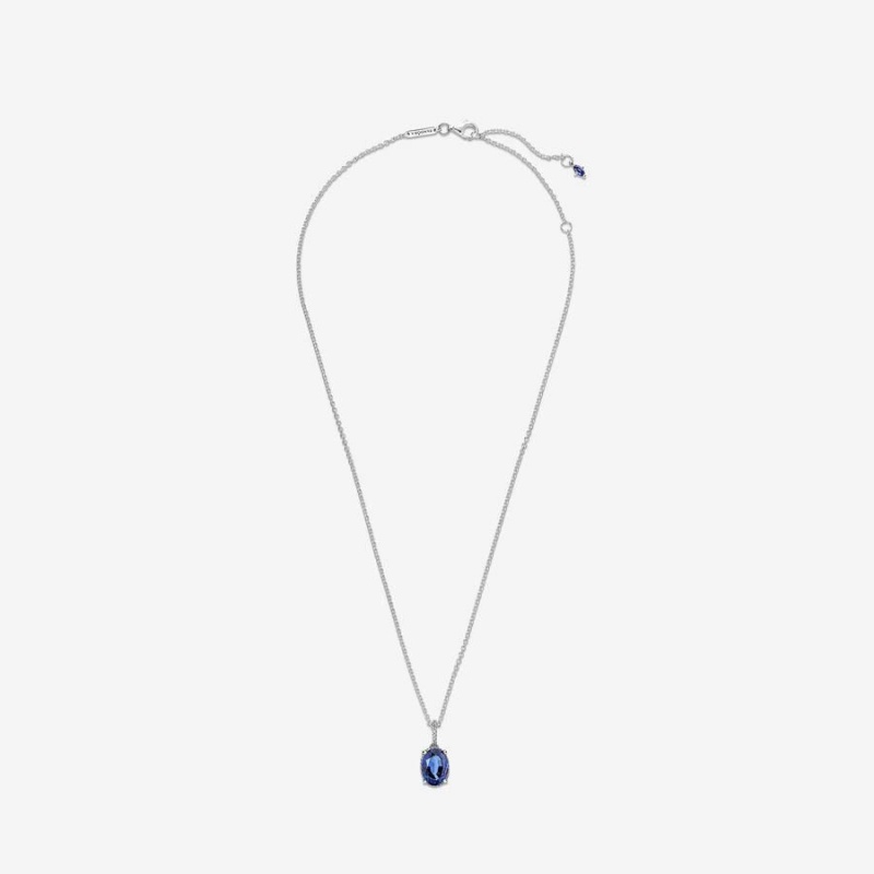 Collier avec Pendentif Pandora Sparkling Statement Halo Bleu | KYL-11786706