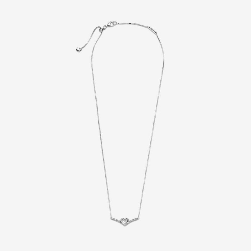 Collier avec Pendentif Pandora Sparkling Wishbone Heart Collier | UFM-85534601