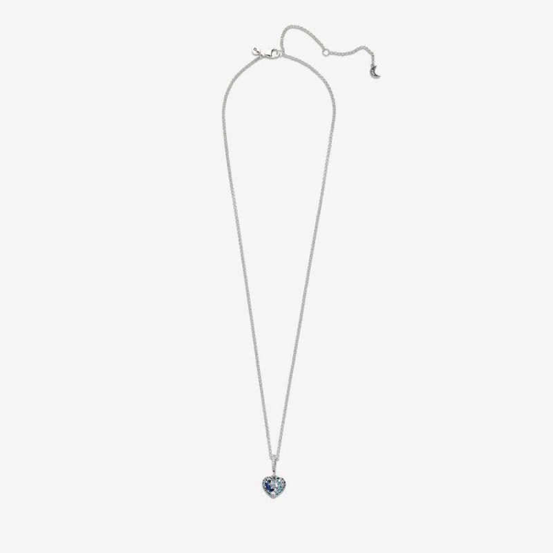 Collier avec Pendentif Pandora Sparkling Moon & Stars Heart Bleu | UZU-66233463