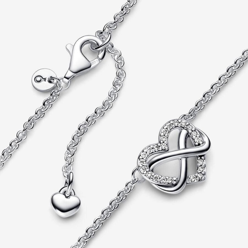 Collier avec Pendentif Pandora Sparkling Infinity Heart Collier | VYG-46033865