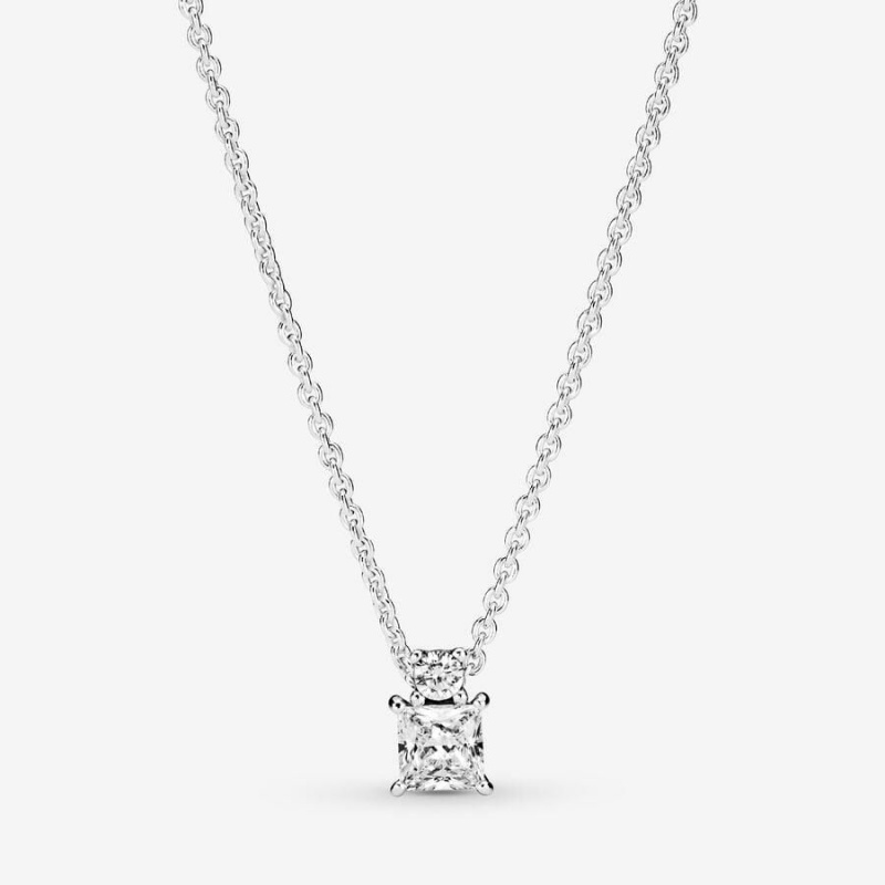 Collier avec Pendentif Pandora Sparkling Collier Round & Square | DVL-33942071