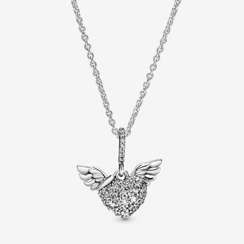 Collier avec Pendentif Pandora Pavé Heart and Angel Wings | WUH-59205054