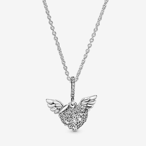 Collier avec Pendentif Pandora Pavé Heart and Angel Wings | WUH-59205054