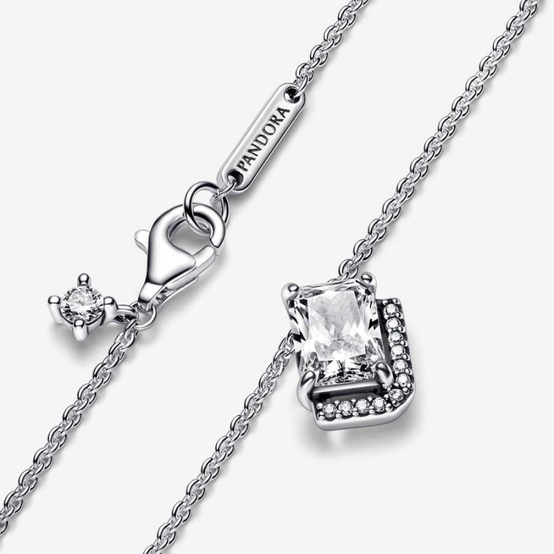 Collier avec Pendentif Pandora Rectangular Sparkling Halo Collier | ETT-09856179