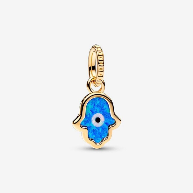 Collier avec Pendentif Pandora Opalescent Hamsa Hand Bleu | PBA-57288419