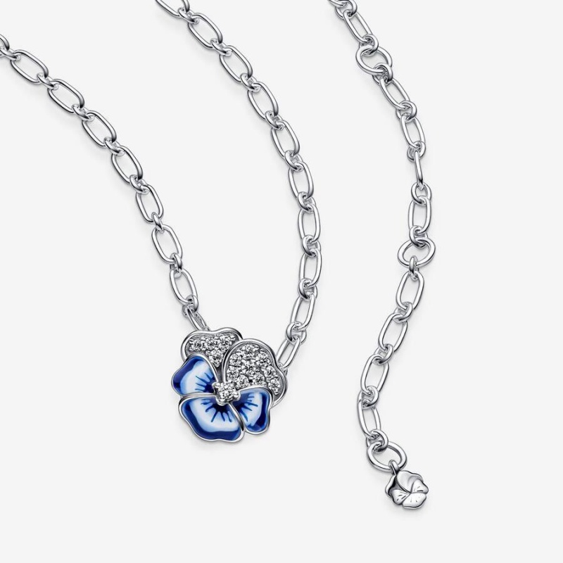 Collier avec Pendentif Pandora Pansy Flower Bleu | RPR-42103982