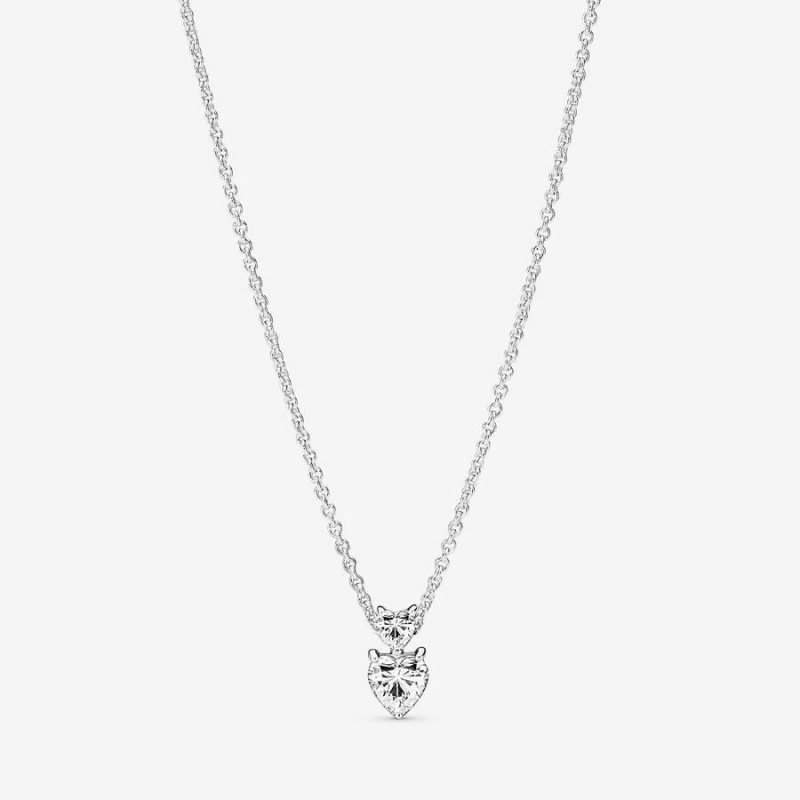 Collier avec Pendentif Pandora Double Heart Sparkling Collier | HTK-80962627