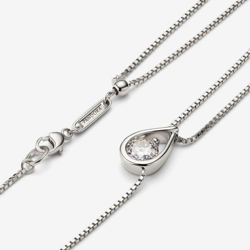 Collier avec Pendentif Pandora Brilliance Lab-Created 0.75 ct tw Diamond Double Chain Collier | QGK-13907332