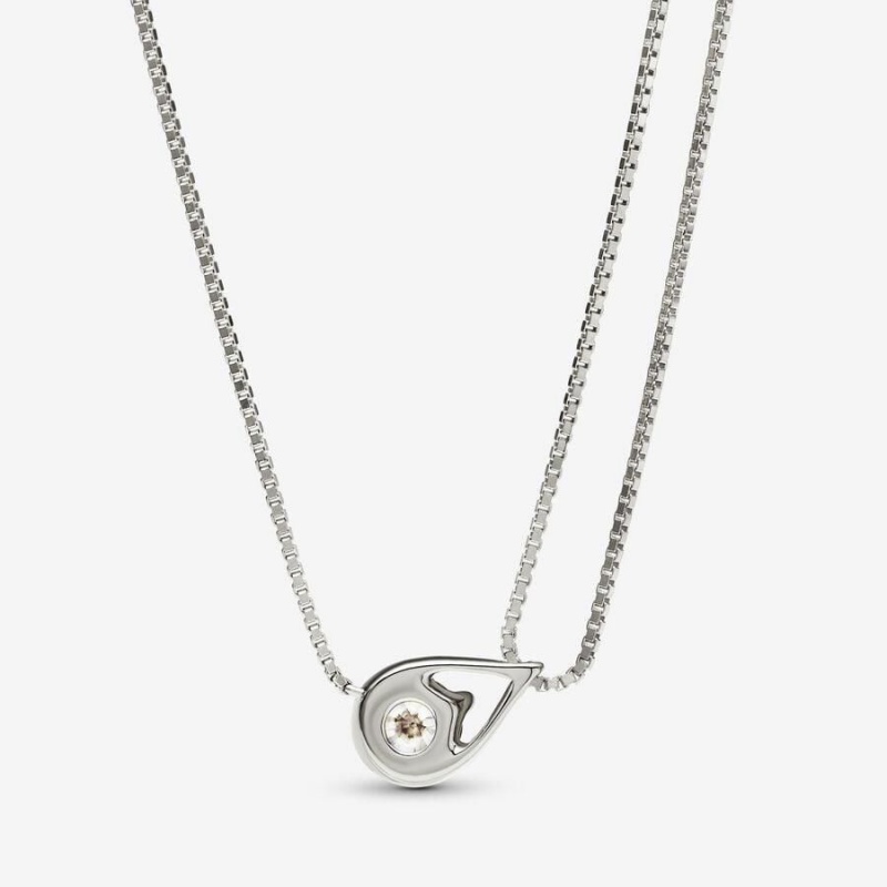 Collier avec Pendentif Pandora Brilliance Lab-Created 0.75 ct tw Diamond Double Chain Collier | QGK-13907332